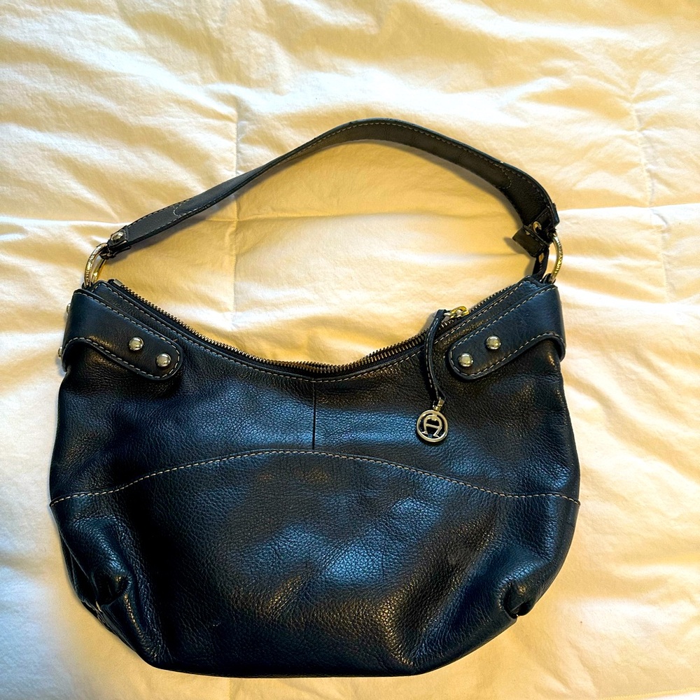 Vintage Etienne Aigner Black Leather Hobo Bag